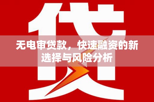 延川无电审贷款，快速融资的新选择与风险分析